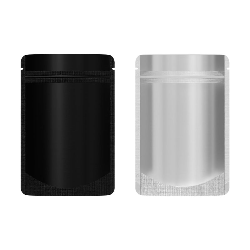 QQ Studio 100PCS Matte Clear Front Black Back Stand-Up 1oz Bags (8.5x13cm (3.3x5.1"), Translucent/Black) - Image 1
